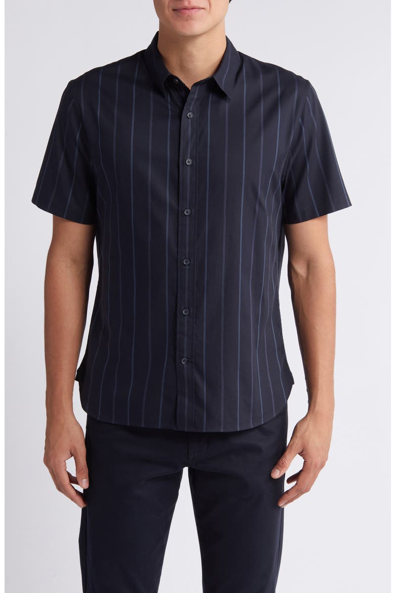 Soft Stripe Short Sleeve Button-Up Shirt, Main, color, COASTAL/BAYOU