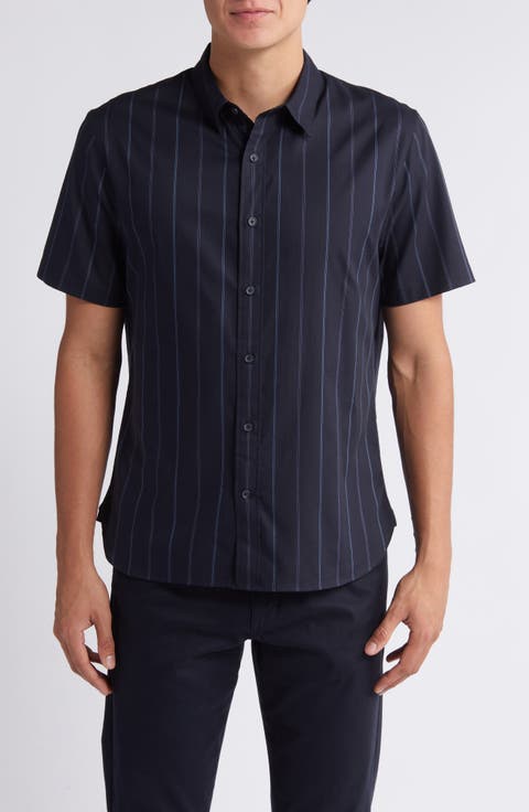 Soft Stripe Short Sleeve Button-Up Shirt