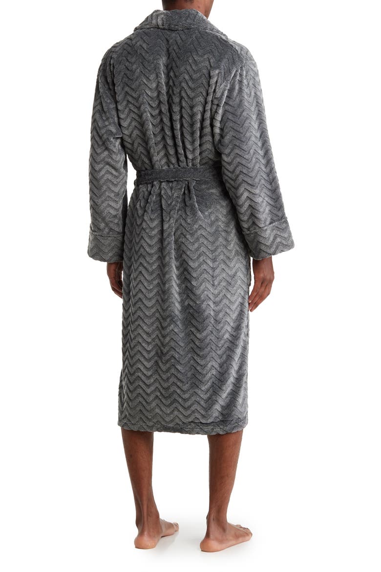 Plush Herringbone Fleece Robe, Alternate, color, CHARCOAL