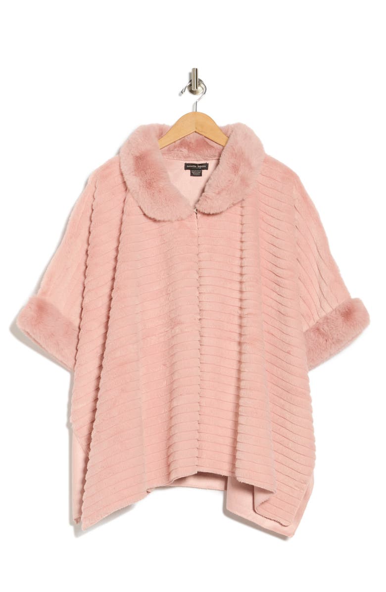 Nanette Lepore Collared Faux Fur Ruana, Alternate, color, Pink
