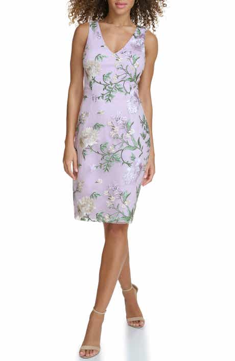 Siena Floral Embroidered Mesh Sheath Dress