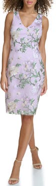 Siena Floral Embroidered Mesh Sheath Dress