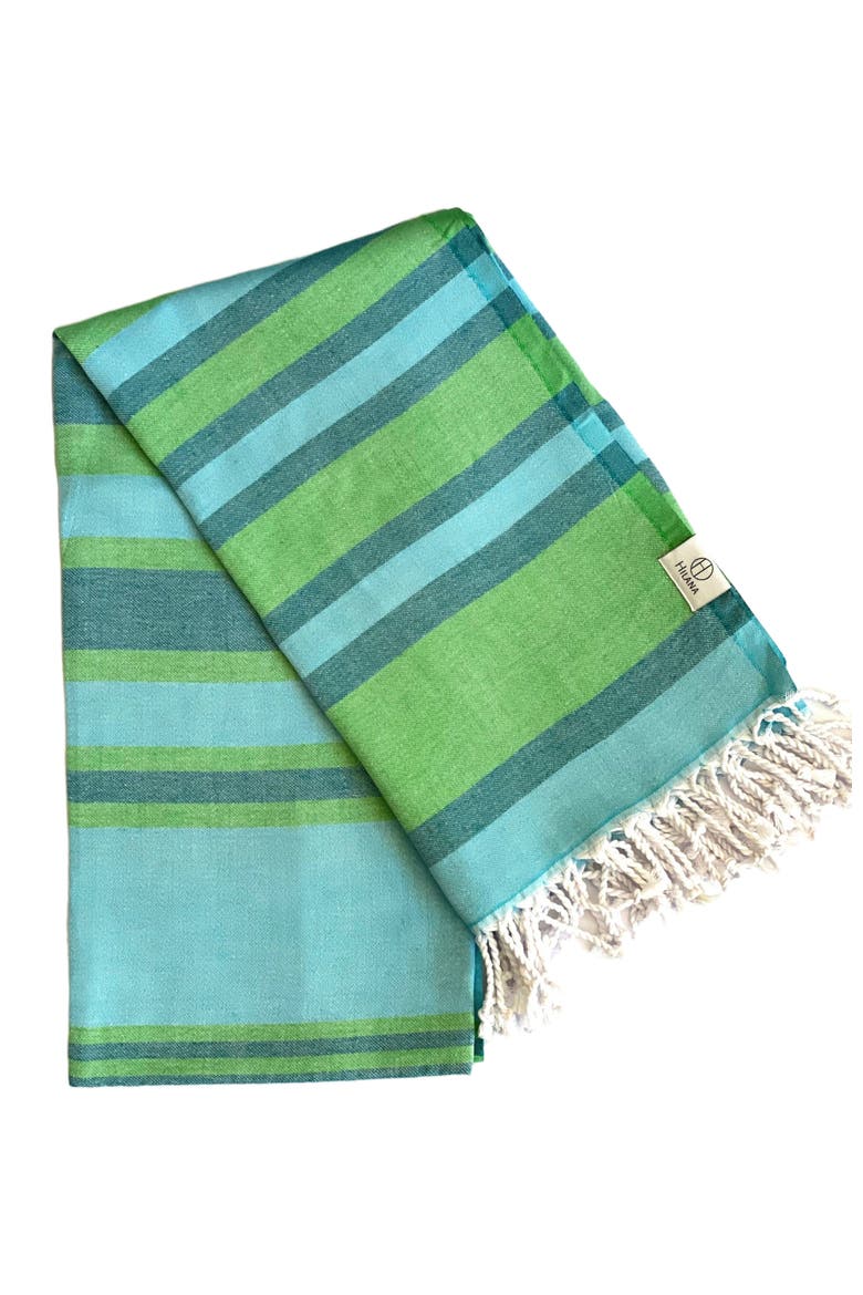 Samara Striped Sustainable Turkish Towel Green, Main, color, Green