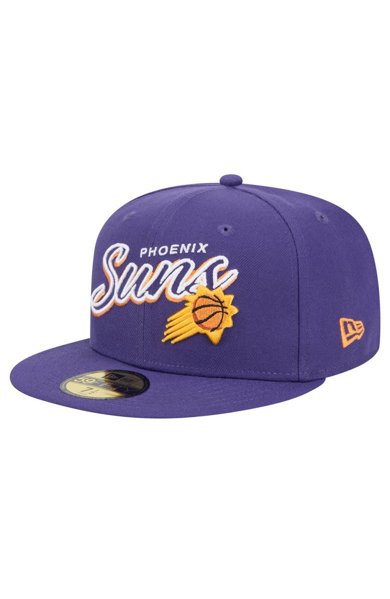 New Era Men's New Era Purple Phoenix Suns Sport Night Script Sided 59FIFTY Fitted Hat, Alternate, color, Purple