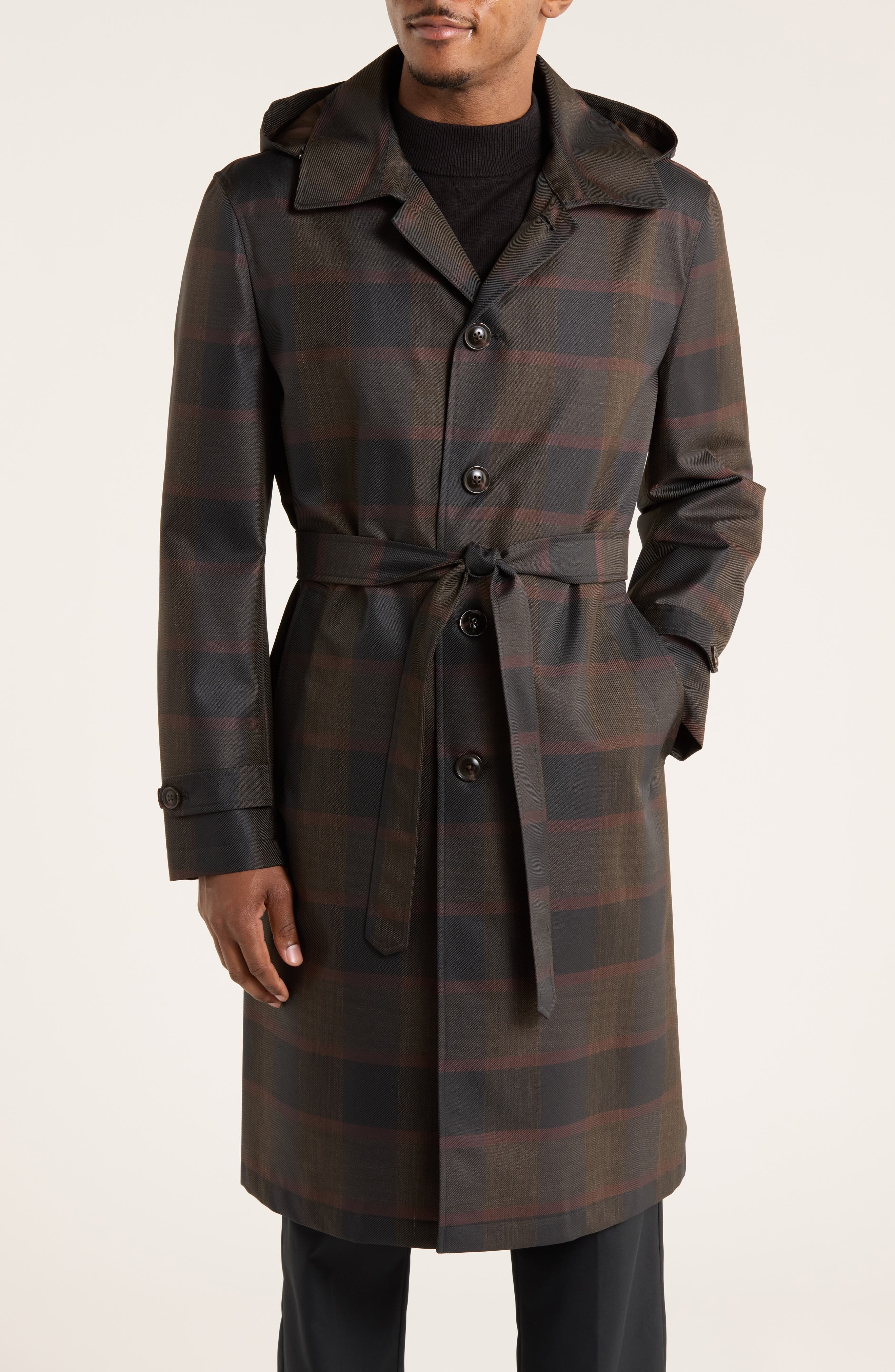 Ted by Ted Baker Plaid Rain Trench Coat