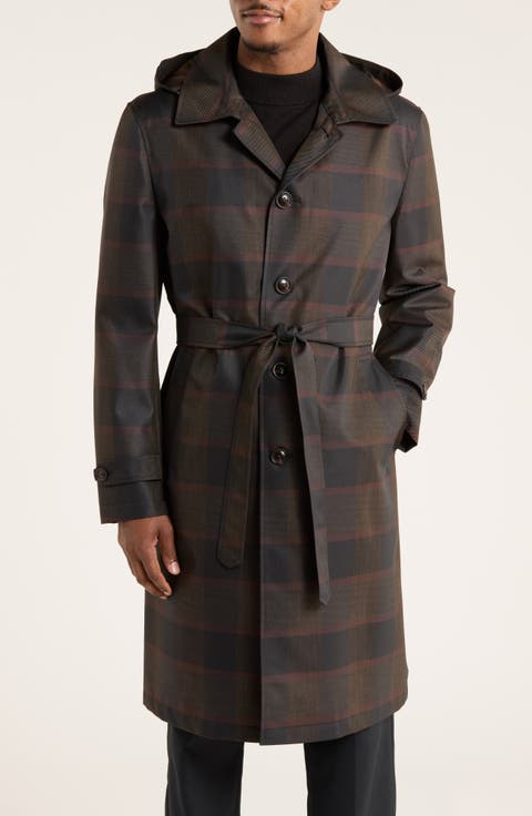 Plaid Rain Trench Coat