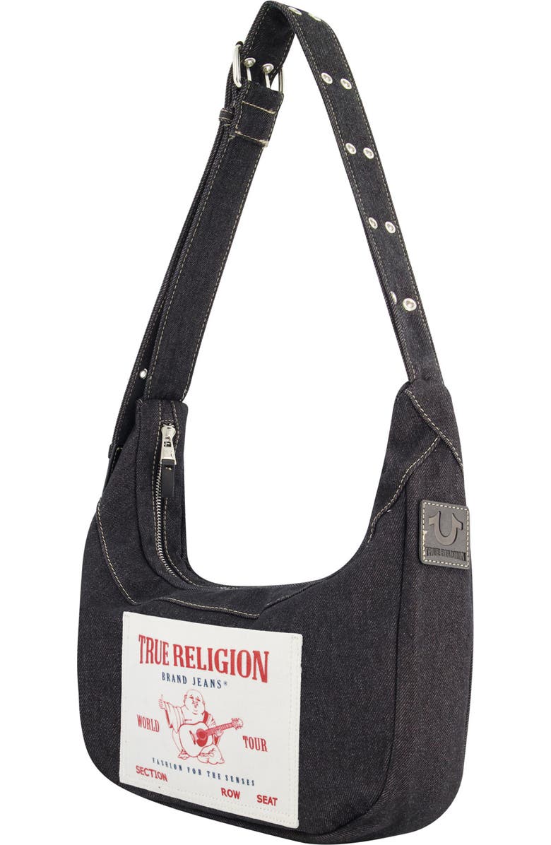True Religion Brand Jeans Logo Pocket Shoulder Bag, Alternate, color, Black