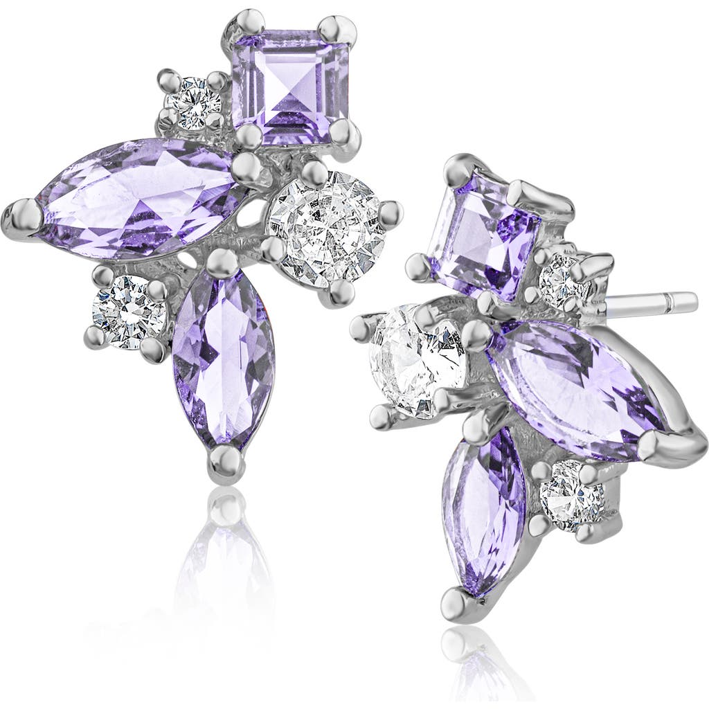 Cz By Kenneth Jay Lane Cubic Zirconia Curved Cluster Stud Earrings