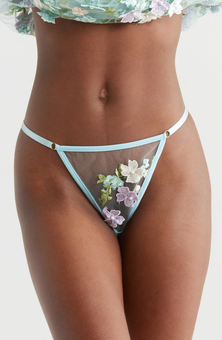 KILO BRAVA Floral Embroidered G-String, Main, color, Powder Blue Multi