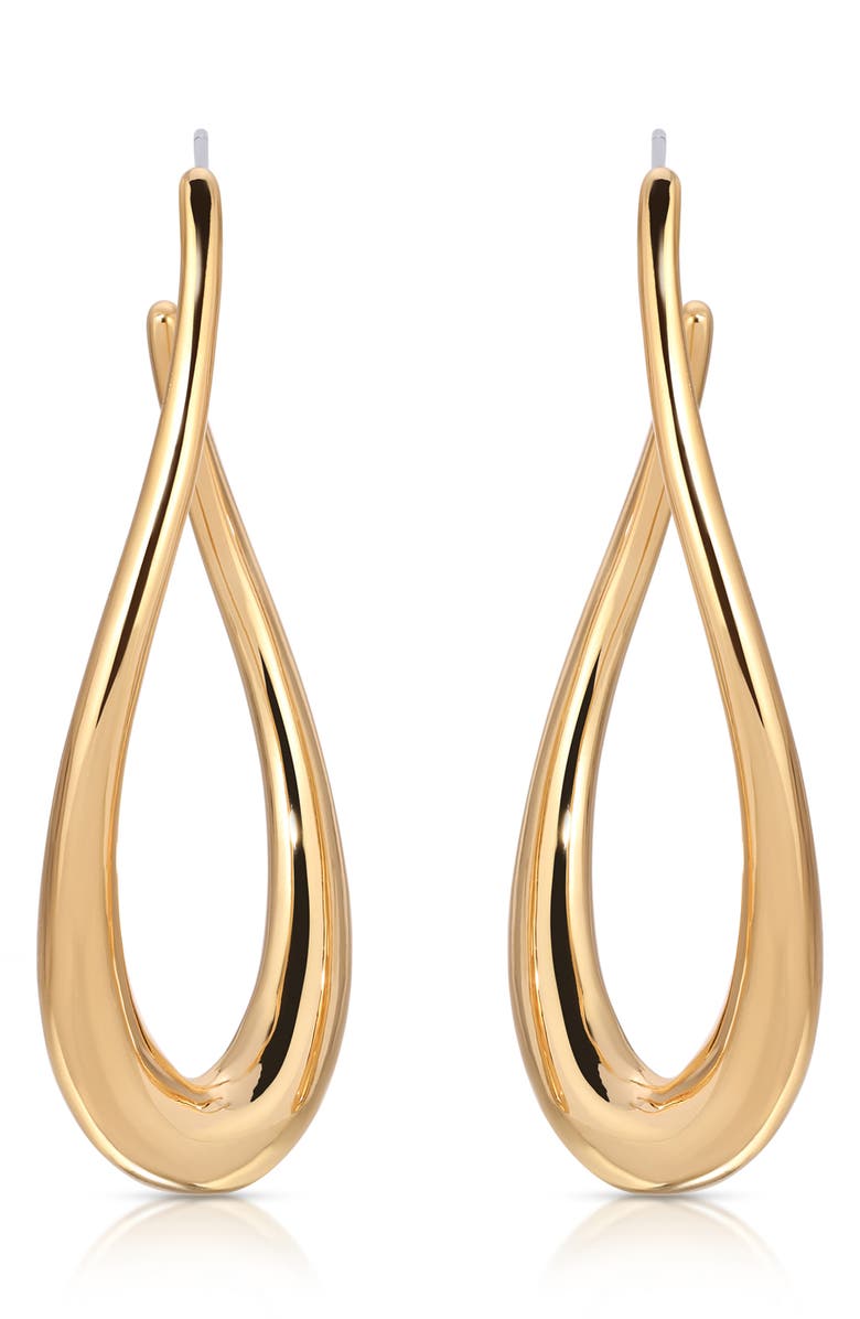 Ettika Curvacious Oval Hoop Earrings, Alternate, color, Gold