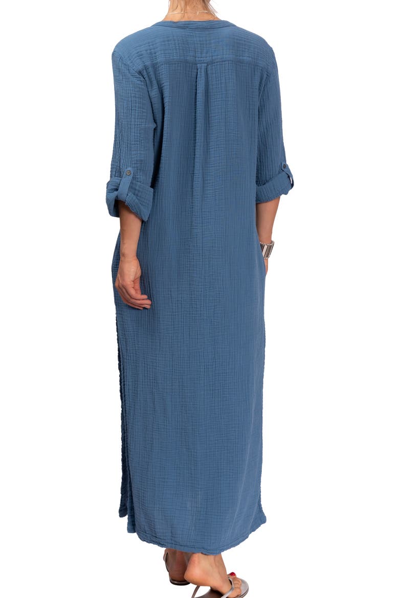 Tracey Cotton Caftan, Alternate, color, DENIM