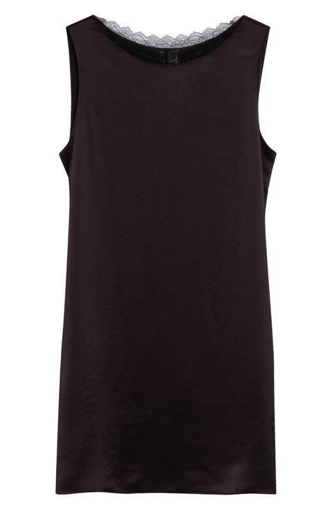 Barb Lace Detail Satin Minidress