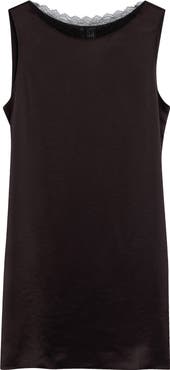LESET Barb Lace Detail Satin Minidress