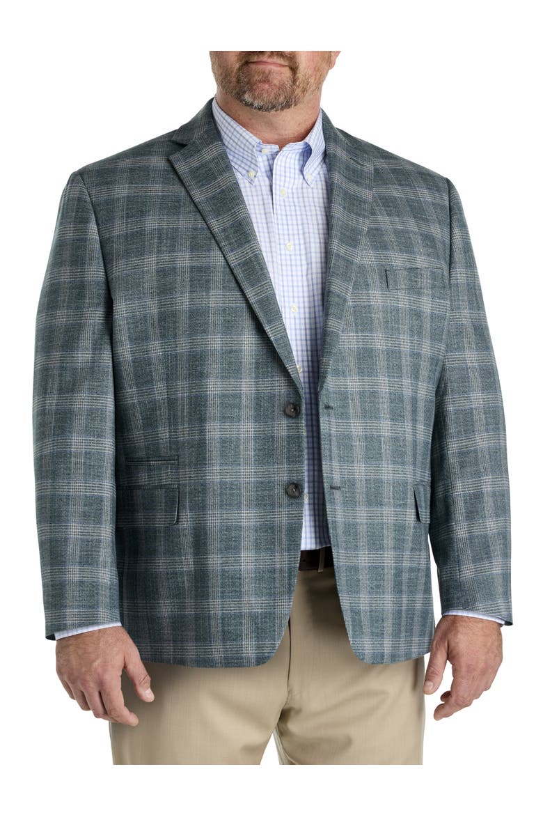 Big & Tall Plaid Sport Coat, Main, color, GREEN