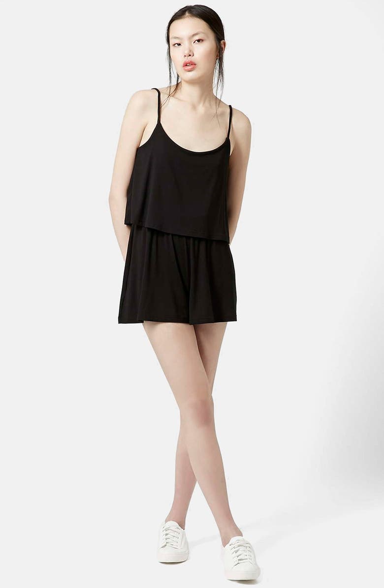 Topshop Overlay Jersey Romper, Alternate, color, 