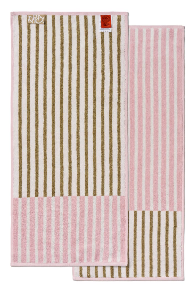 Block Swap Hand Towel, Main, color, WHITE/ PINK/ KHAKI