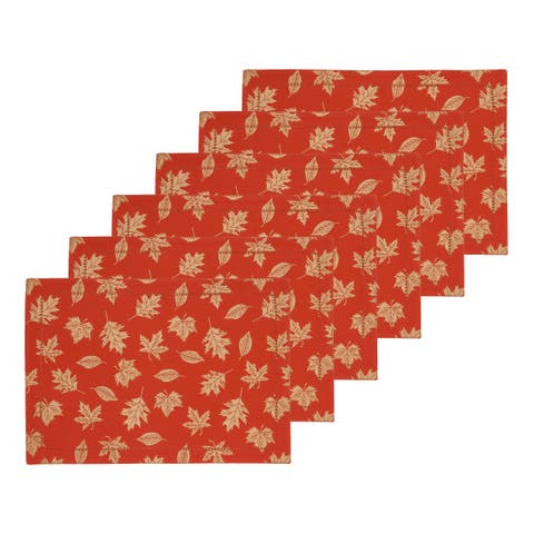 Lux Autumnal Leaf Fall Harvest Placemat Set of 6 14" x 20"