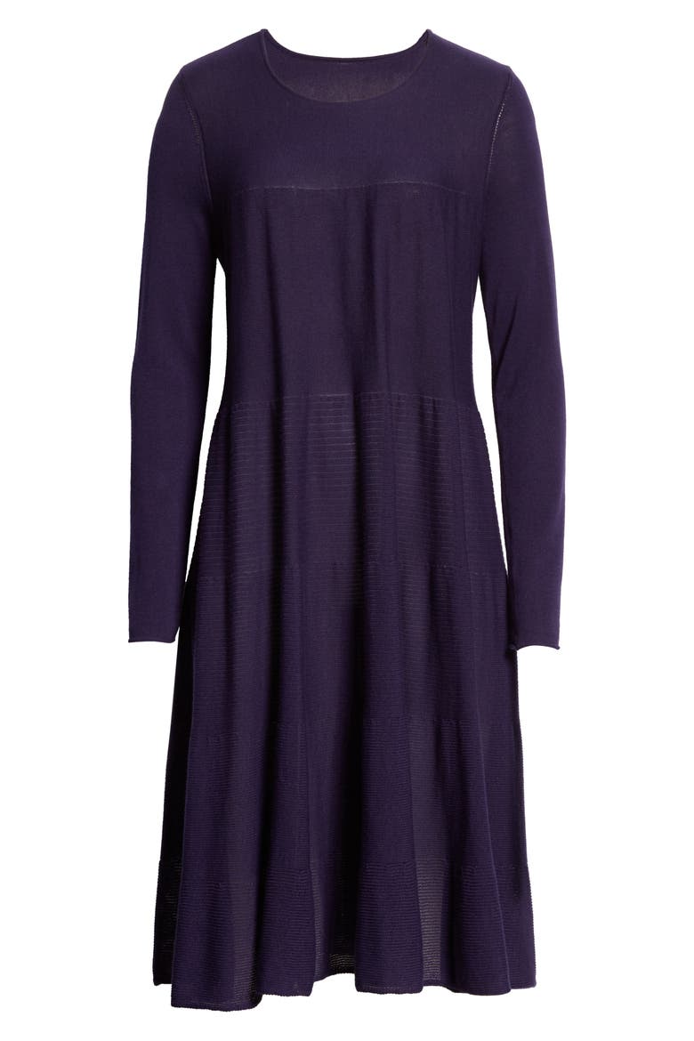 Addison Rib Detail Long Sleeve Dress, Alternate, color, MARINE