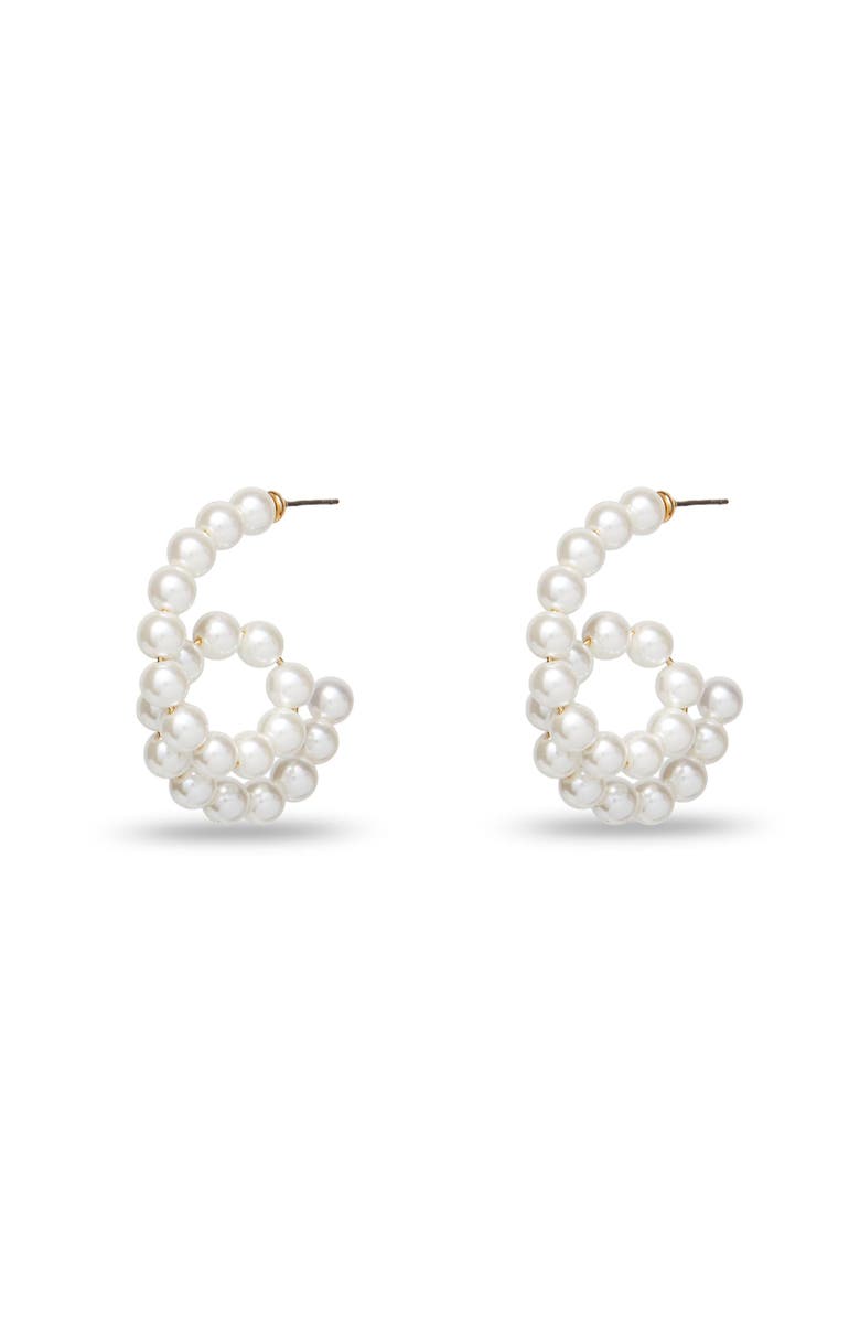 Lele Sadoughi Loop De Loop Hoop Earrings, Main, color, Pearl 100
