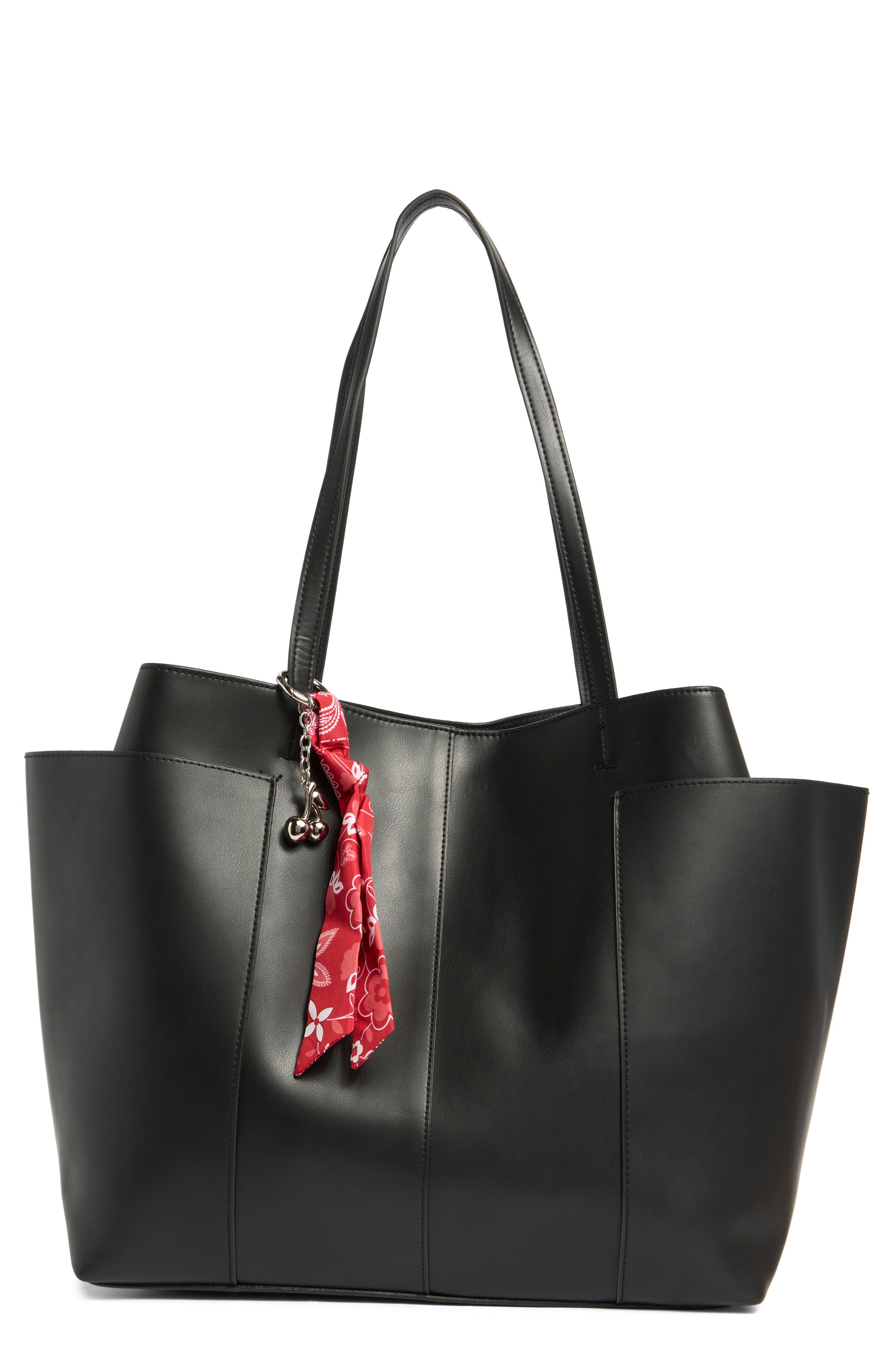 Madden Girl Oversize Tote with Laptop Sleeve, Main, color, Black
