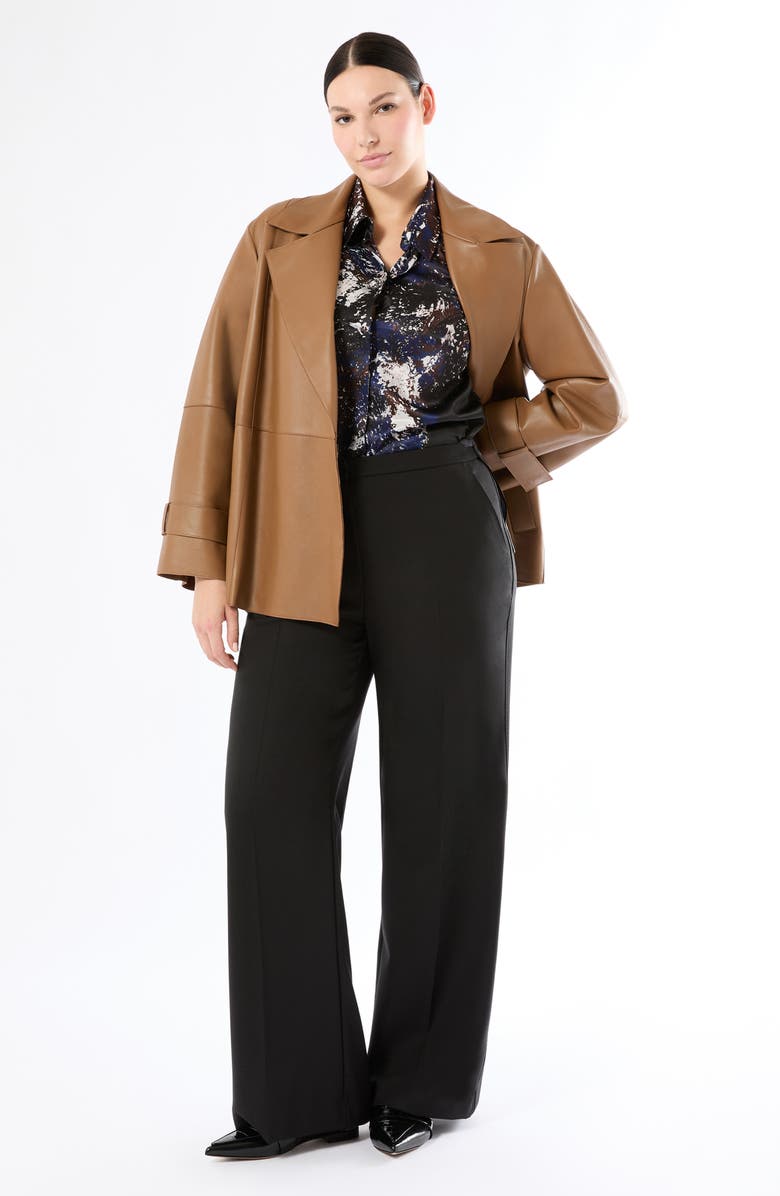 Marina Rinaldi Print Silk Shirt, Alternate, color, Black