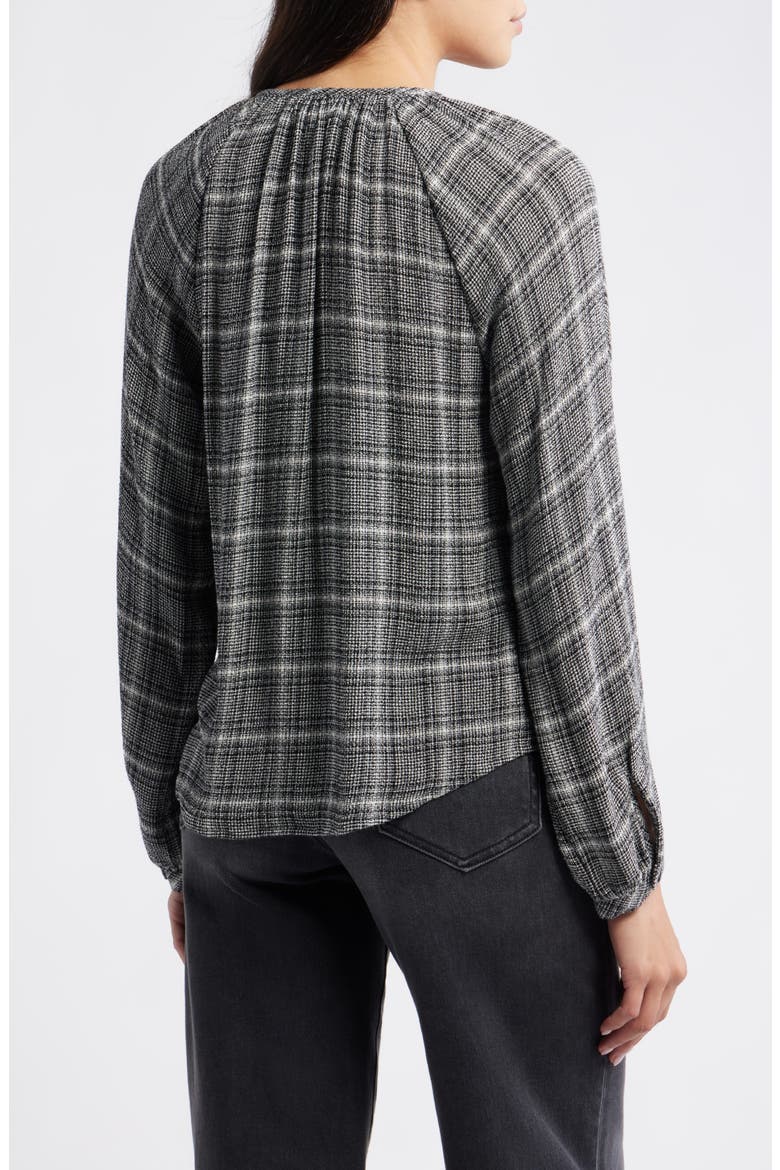 Plaid Raglan Sleeve Button-Up Shirt, Alternate, color, BLKWINTGRY