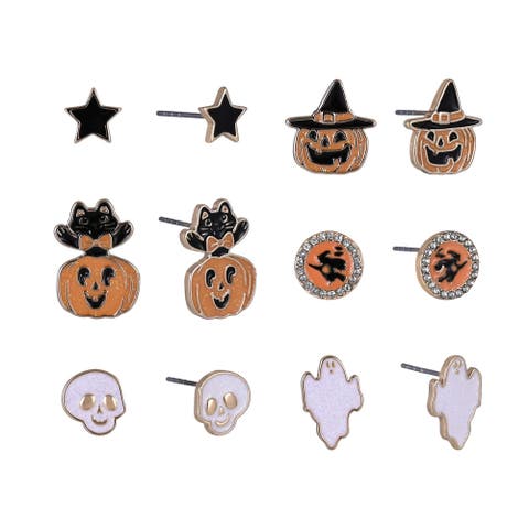 Halloween 6pk Festive Stud Earrings
