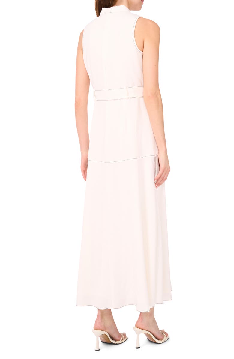 Topstitched Mock Neck Midi Dress
