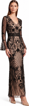 LARA New York Bell Sleeve Beaded Gown
