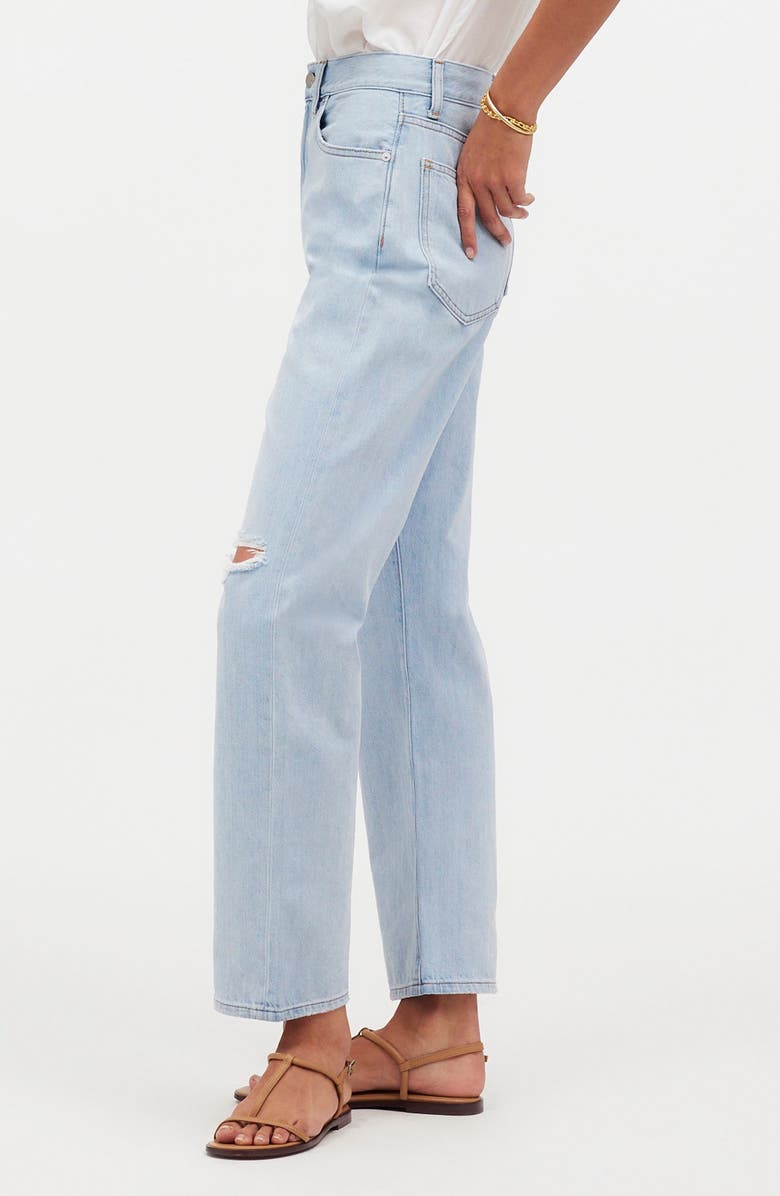 Madewell The Perfect Summer '90s Ripped High Waist Crop Straight Leg Jeans, Alternate, color,