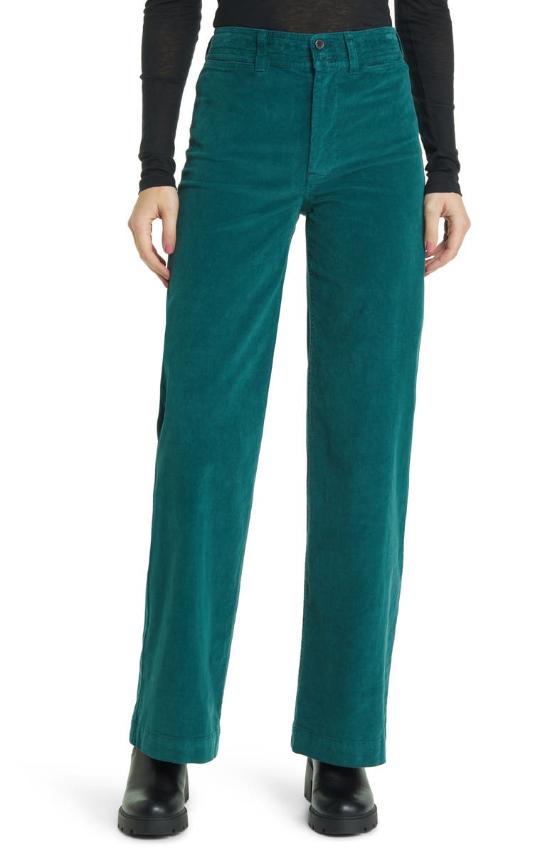 Faherty Corduroy Wide Leg Pants, Main, color, Sea Moss