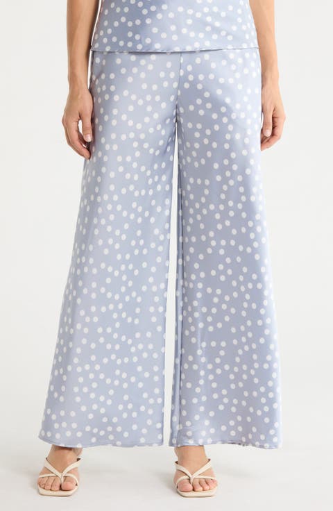 Polka Dot Satin Wide Leg Pants