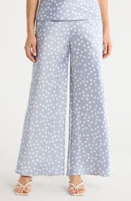 Renee C Polka Dot Satin Wide Leg Pants