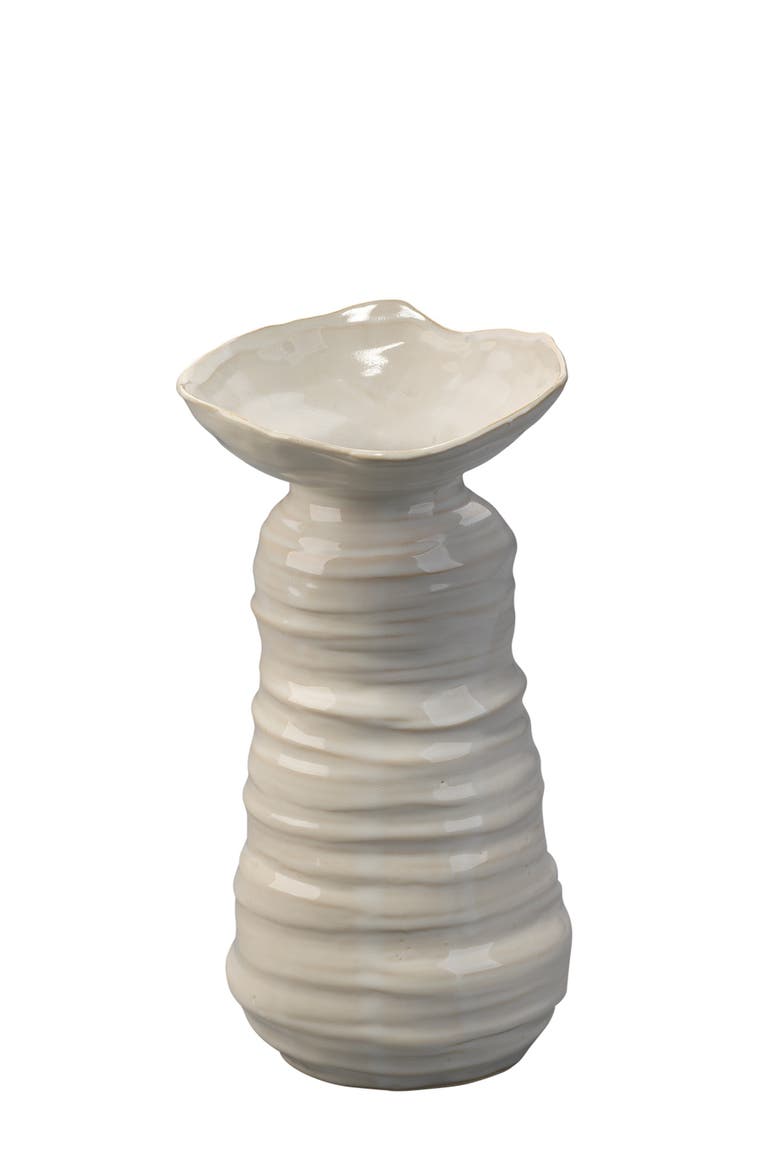 Marine Ceramic Decorative Vase, Medium, Main, color, Cream