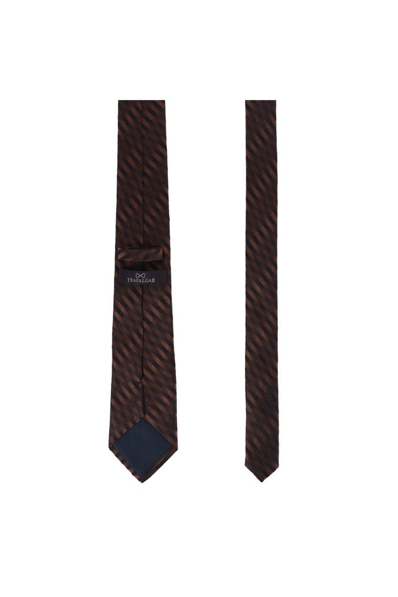 Nathanial Regal Patterned Diagonal Line Silk Business Necktie, Alternate, color, Brown