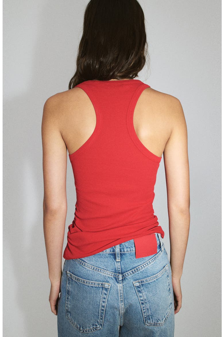 Starring Hailey Bieber Ruched Cotton Top, Alternate, color, RED