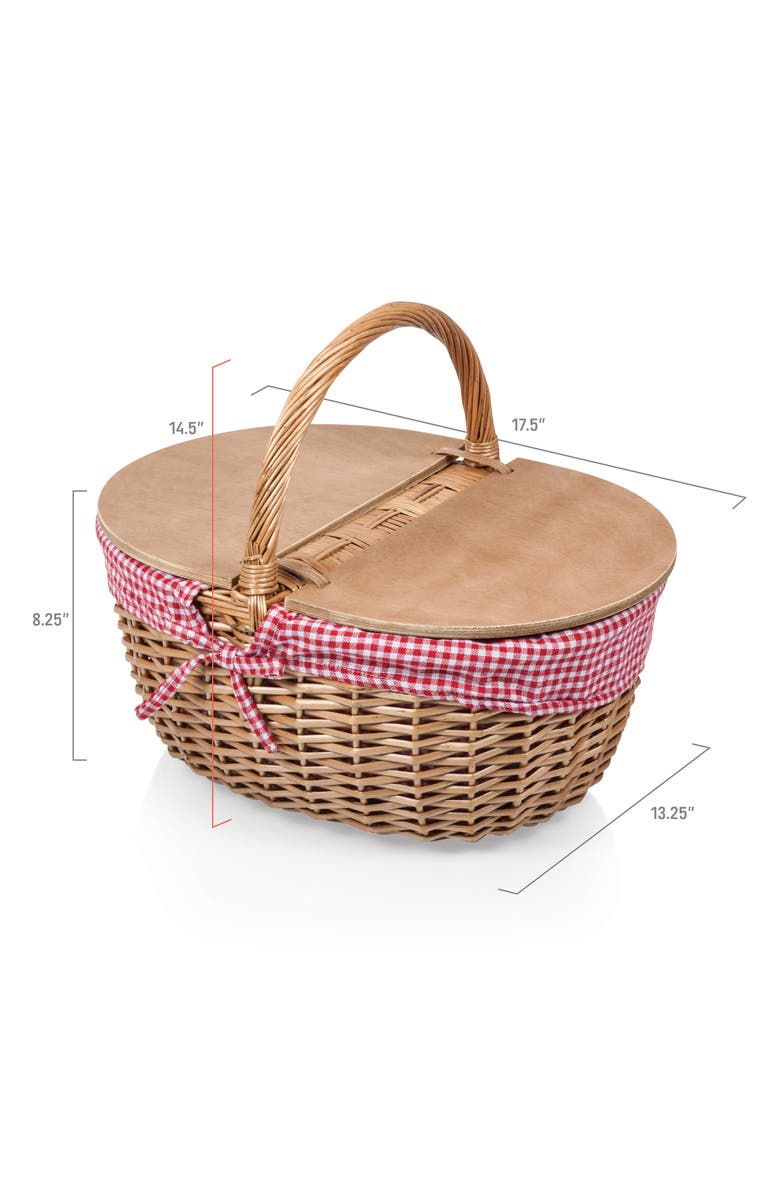 Picnic Time x Disney<sup>®</sup> Mickey & Minnie Mouse Country Picnic Basket, Alternate, color, Red