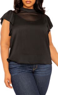 BUXOM COUTURE Ruffle Sleeve Top