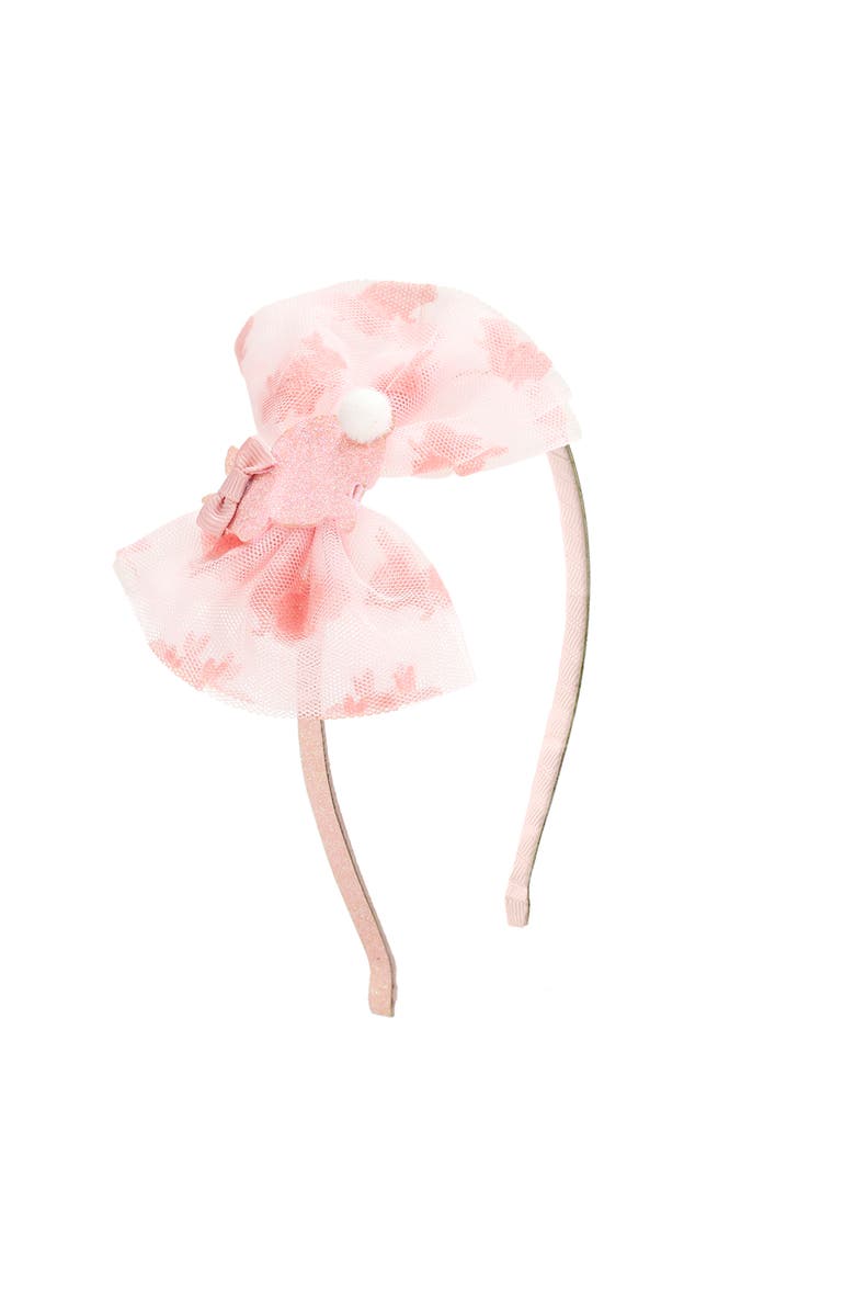 Sweet Wink Honey Bunny Easter Tulle Bow Headband, Main, color, Pink