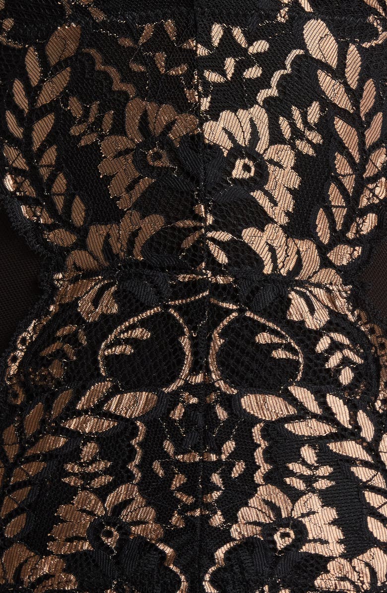 Coquette Strappy Underwire Lace Teddy, Alternate, color, Black