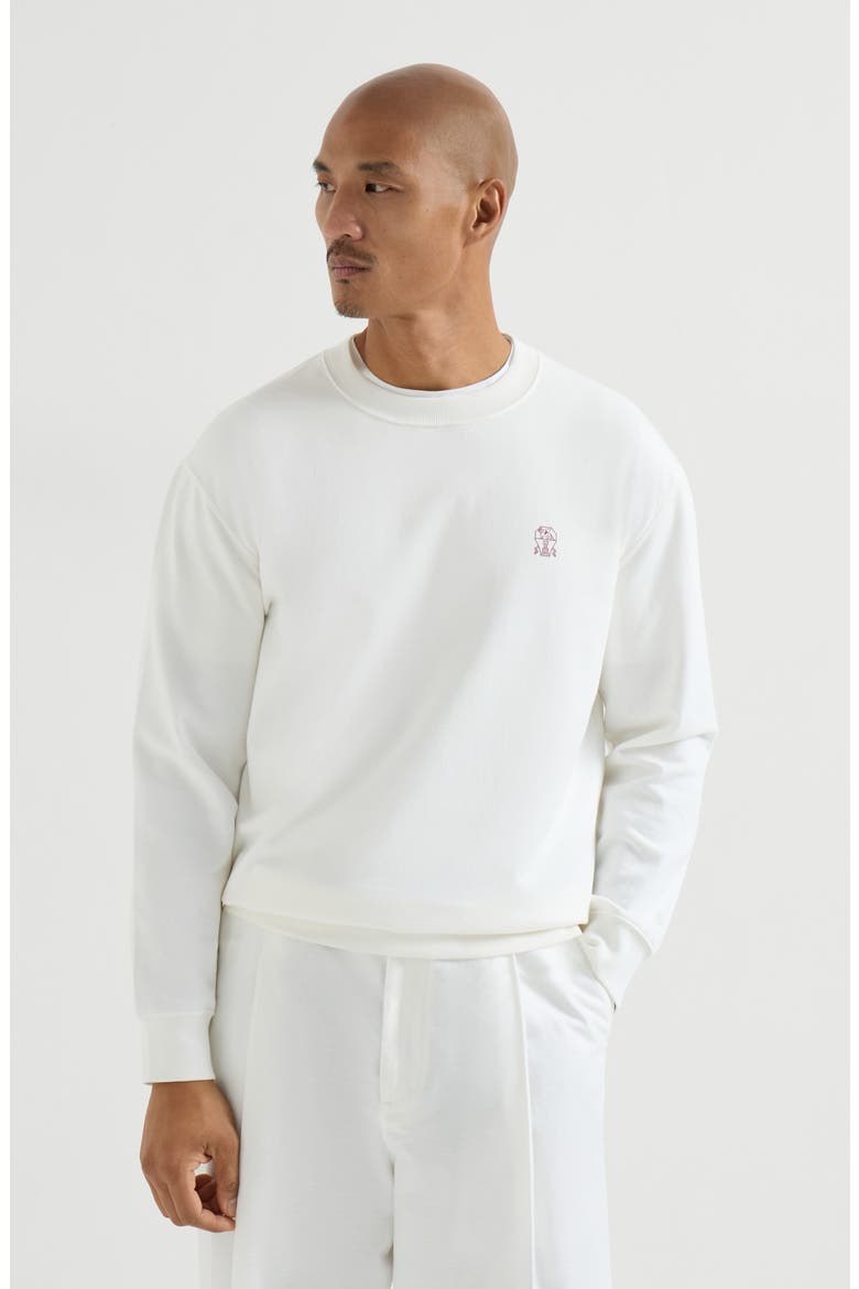Cotton French terry sweatshirt, Main, color, Off-White