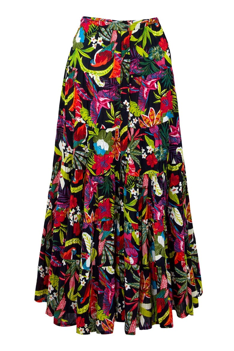 Tiered Maxi Skirt, Alternate, color, MULTI TROPICAL