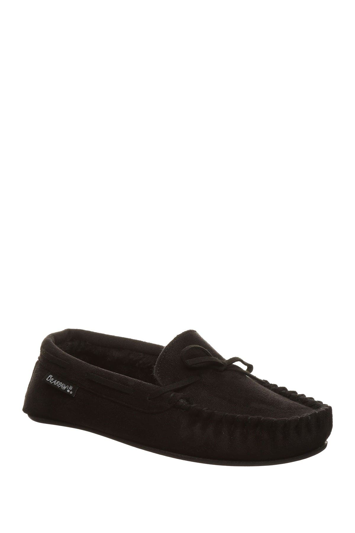 BEARPAW Sawyer Microsuede Faux Fur Moccasin, Main, color, 