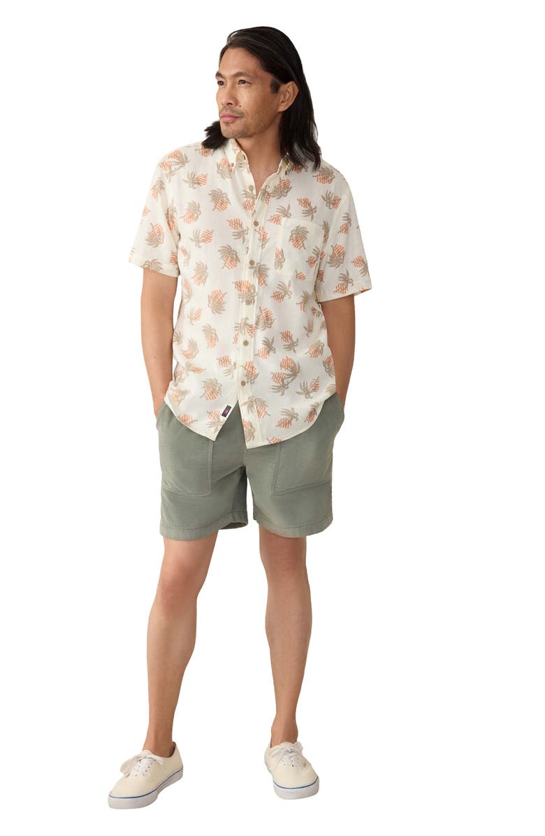 Faherty Breeze Short Sleeve Button-Down Shirt, Alternate, color, Sunlit Palm And Waves
