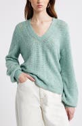 Treasure & Bond Oversize Pointelle V-Neck Sweater