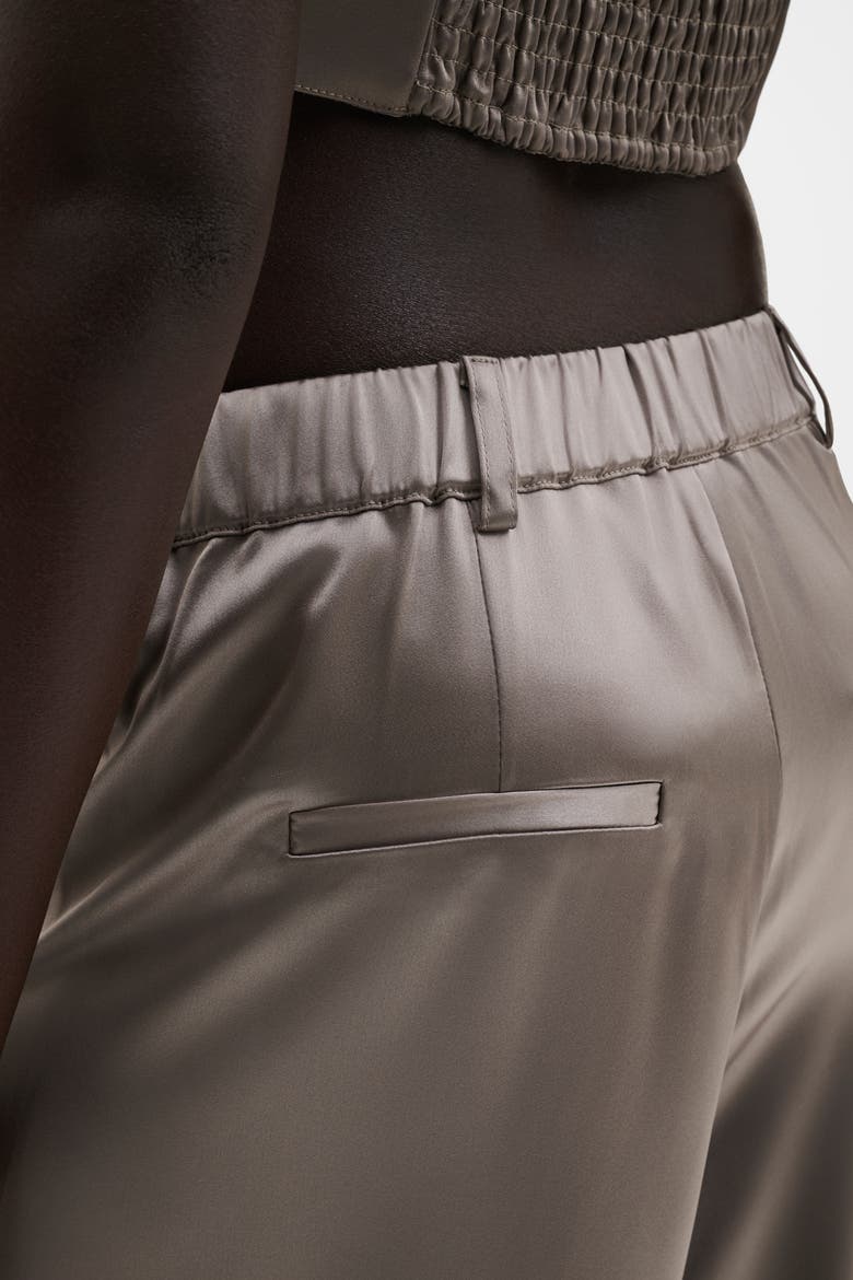 Sarah Wide-Leg Satin Pants, Alternate, color, Graphite