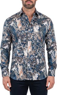 Maceoo Fibonacci Contemporary Fit Silk Button-Up Shirt