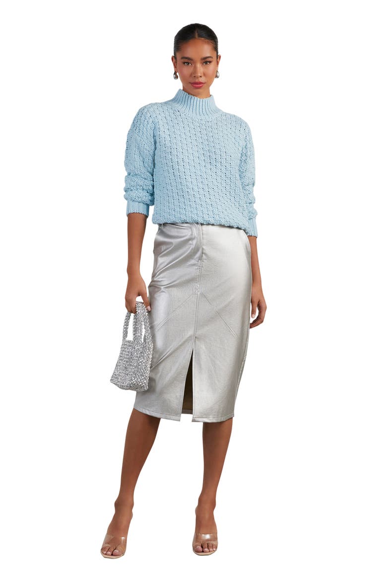 Kerri Basket Weave Mock Neck Sweater, Alternate, color, LIGHT BLUE