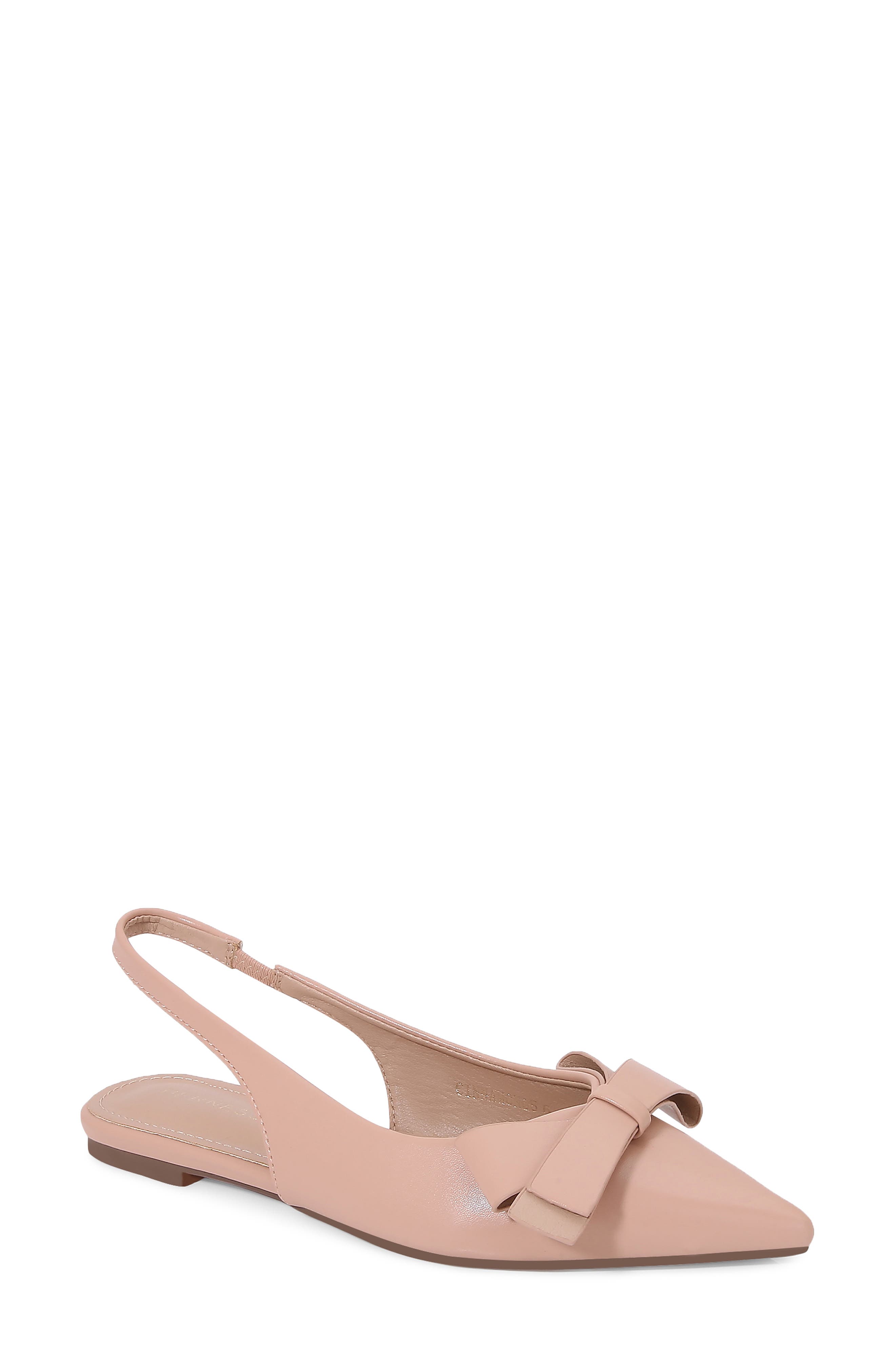Cinnamon Bow Slingback Flat, Main, color, BEIGE