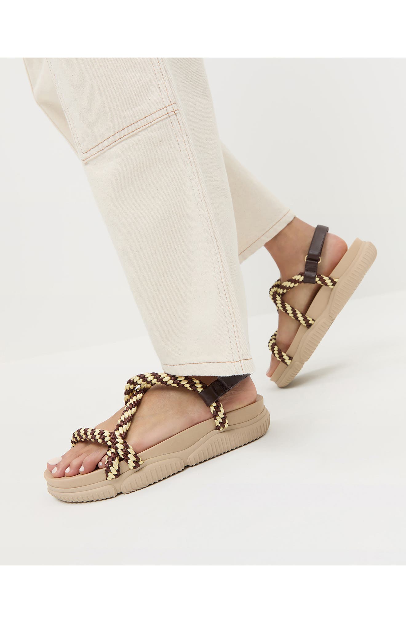 Loeffler Randall Ozzy Sport Sandal, Alternate, color, Cream/ Brown/ Butter